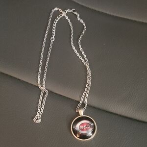 Cincinnati Reds Baseball Silver Pendant Necklace
